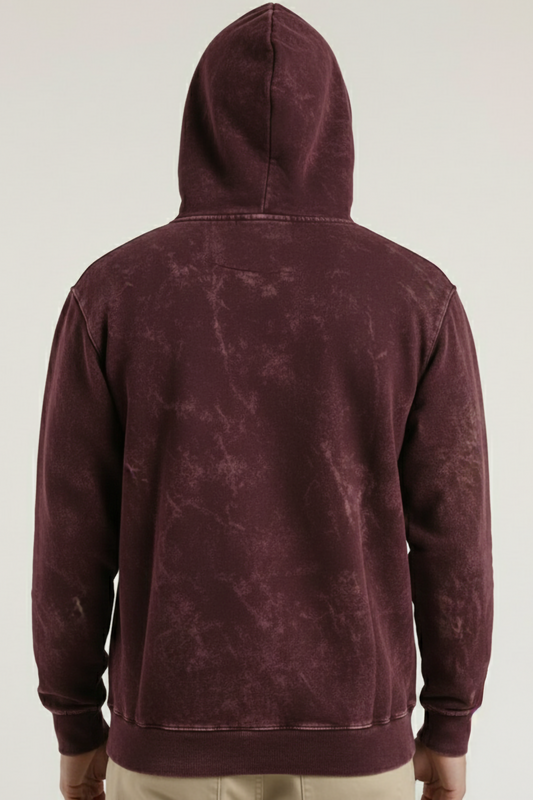 MAIN CHARACTER ACID WASHED HOODIE MAROON