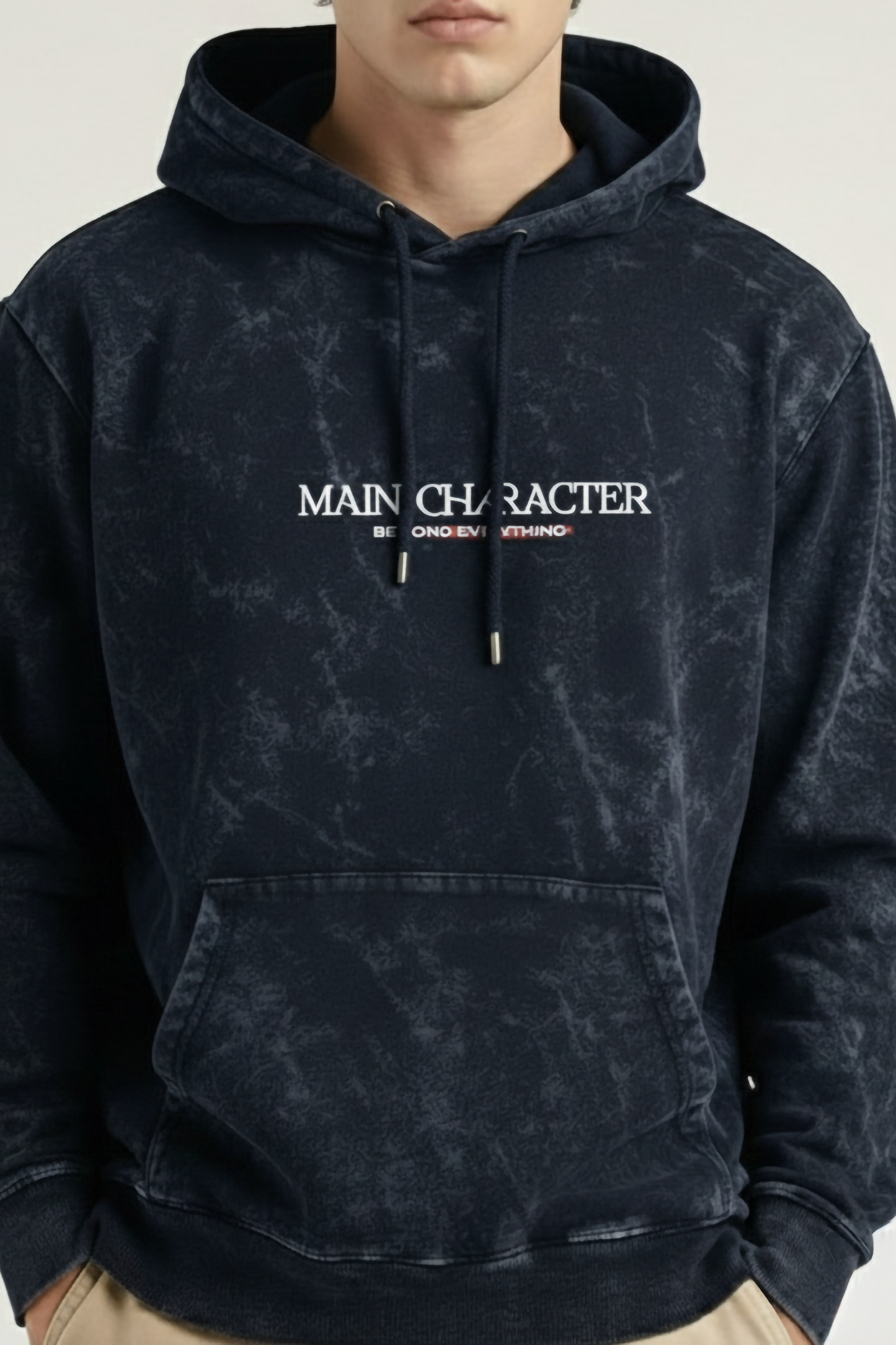 MAIN CHARACTER ACID WASHED HOODIE NAVY BLUE