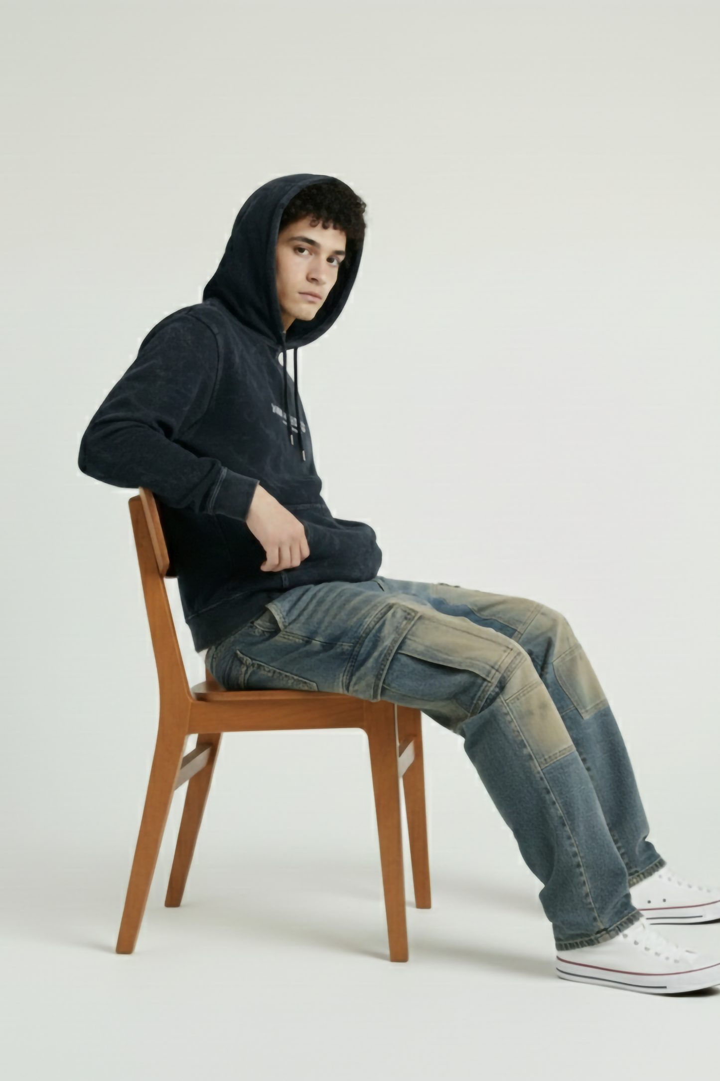 MAIN CHARACTER ACID WASHED HOODIE NAVY BLUE