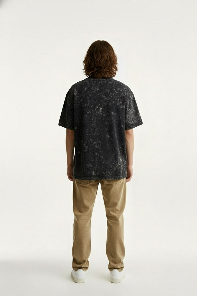 BLACK ACID WASH OVERSIZED T-SHIRT
