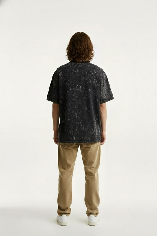 BLACK ACID WASH OVERSIZED T-SHIRT