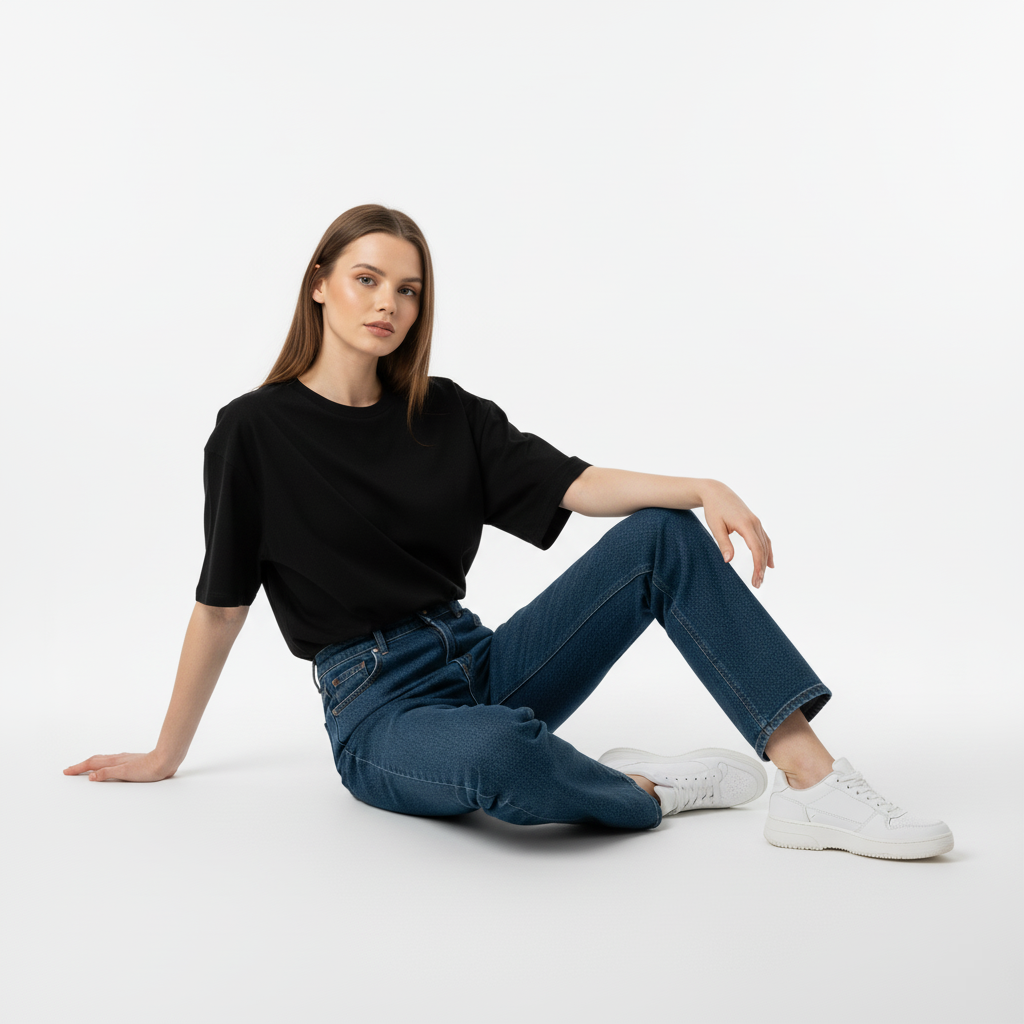 SOLID BLACK OVERSIZED T-SHIRT