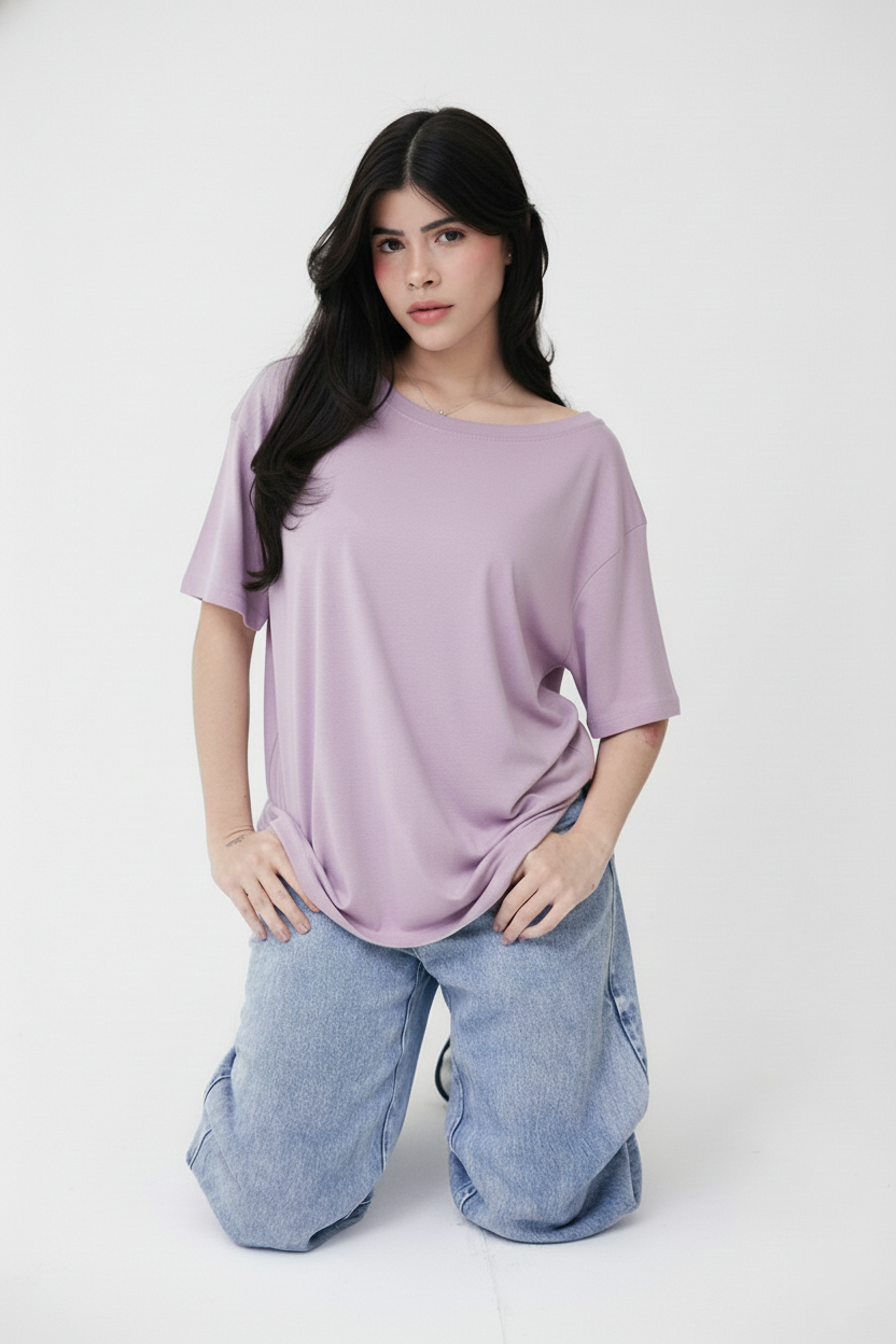 SOLID LAVENDER OVERSIZED T-SHIRT