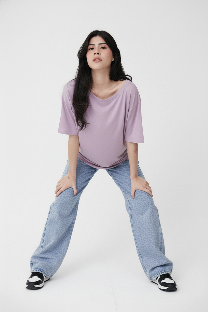 SOLID LAVENDER OVERSIZED T-SHIRT