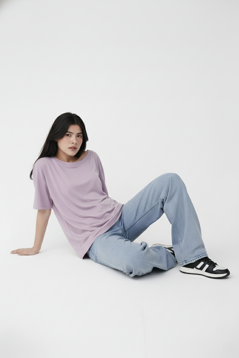 SOLID LAVENDER OVERSIZED T-SHIRT