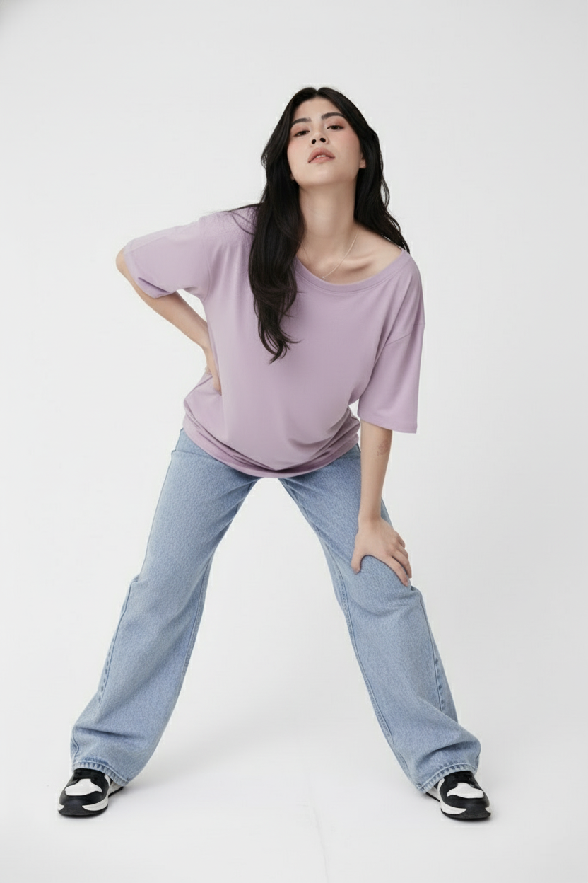 SOLID LAVENDER OVERSIZED T-SHIRT