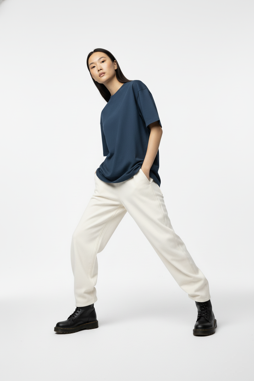 SOLID PETROL BLUE OVERSIZED T-SHIRT