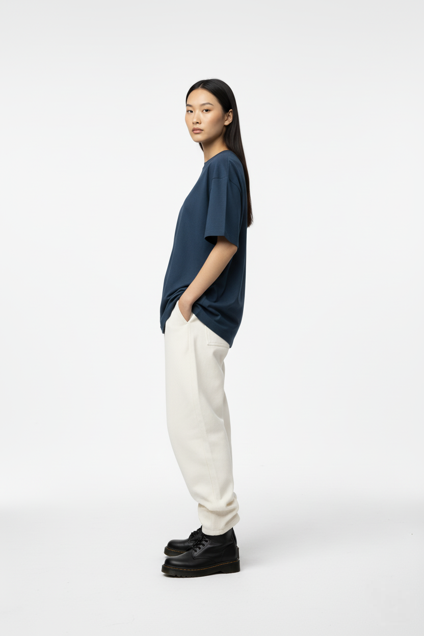 SOLID PETROL BLUE OVERSIZED T-SHIRT