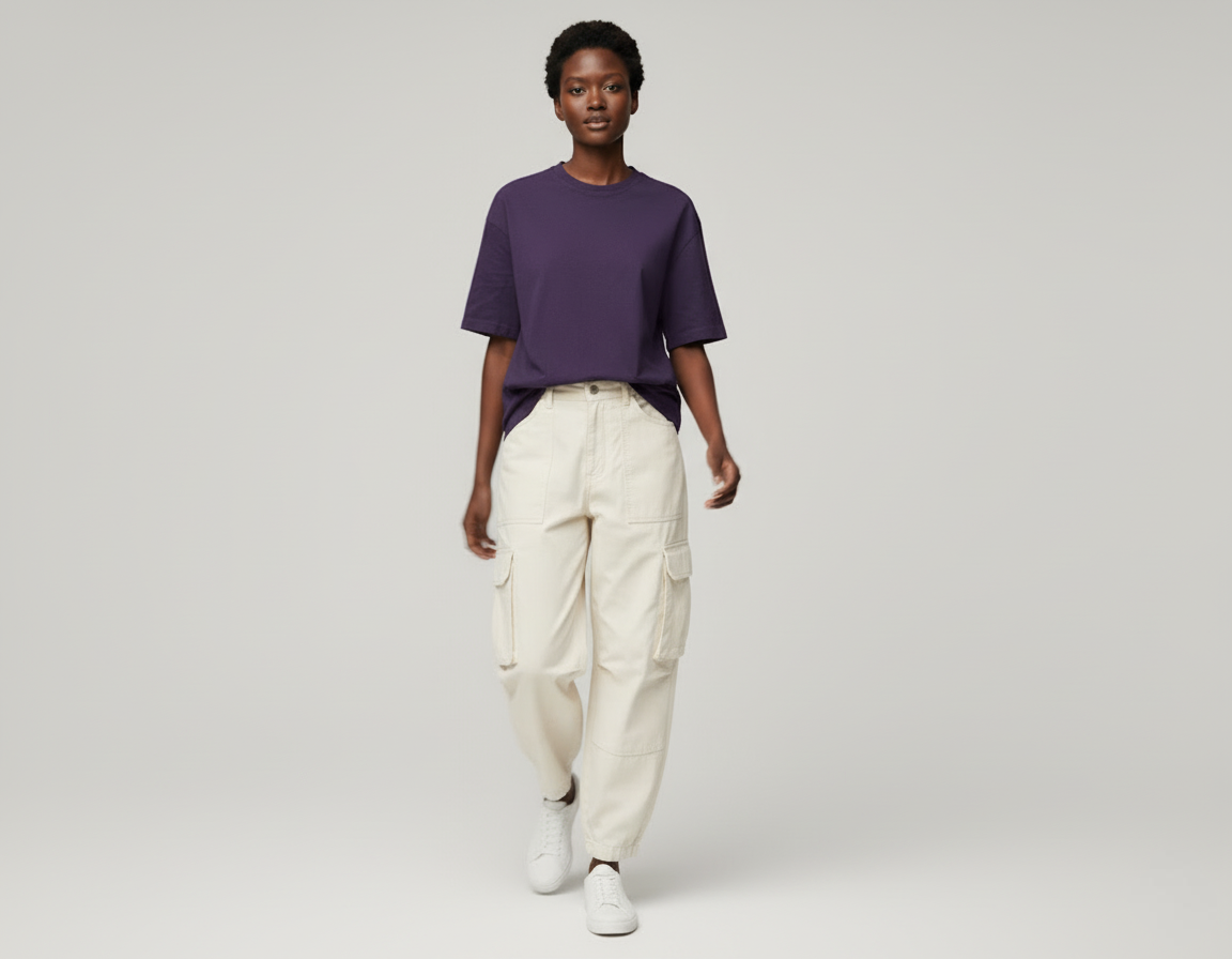 SOLID PURPLE OVERSIZED T-SHIRT