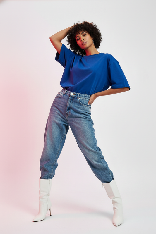 SOLID ROYAL BLUE OVERSIZED T-SHIRT