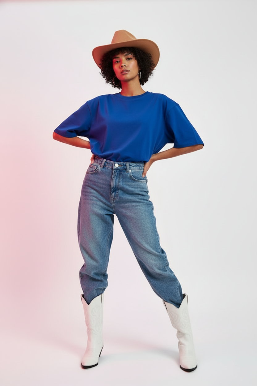 SOLID ROYAL BLUE OVERSIZED T-SHIRT