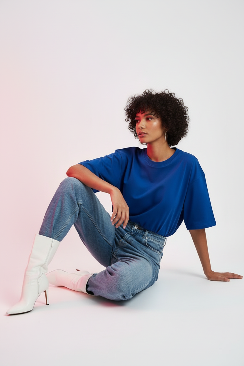 SOLID ROYAL BLUE OVERSIZED T-SHIRT