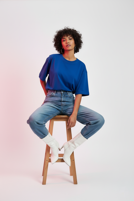 SOLID ROYAL BLUE OVERSIZED T-SHIRT
