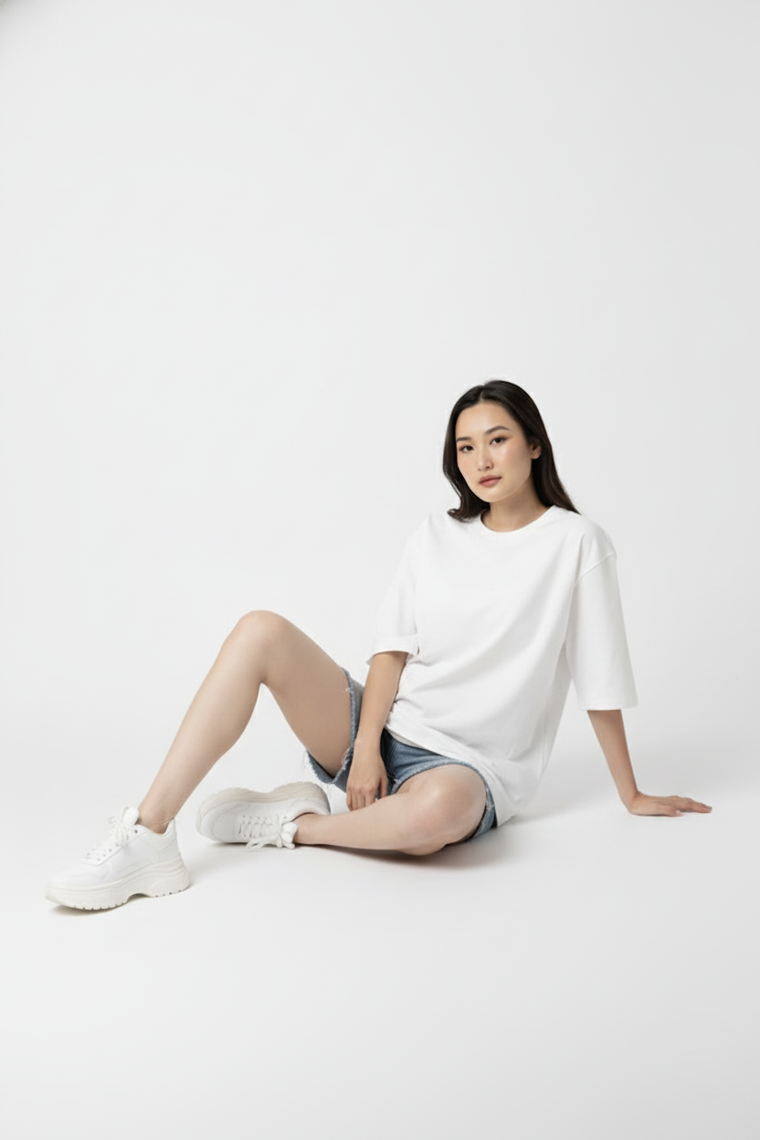 SOLID WHITE OVERSIZED T-SHIRT