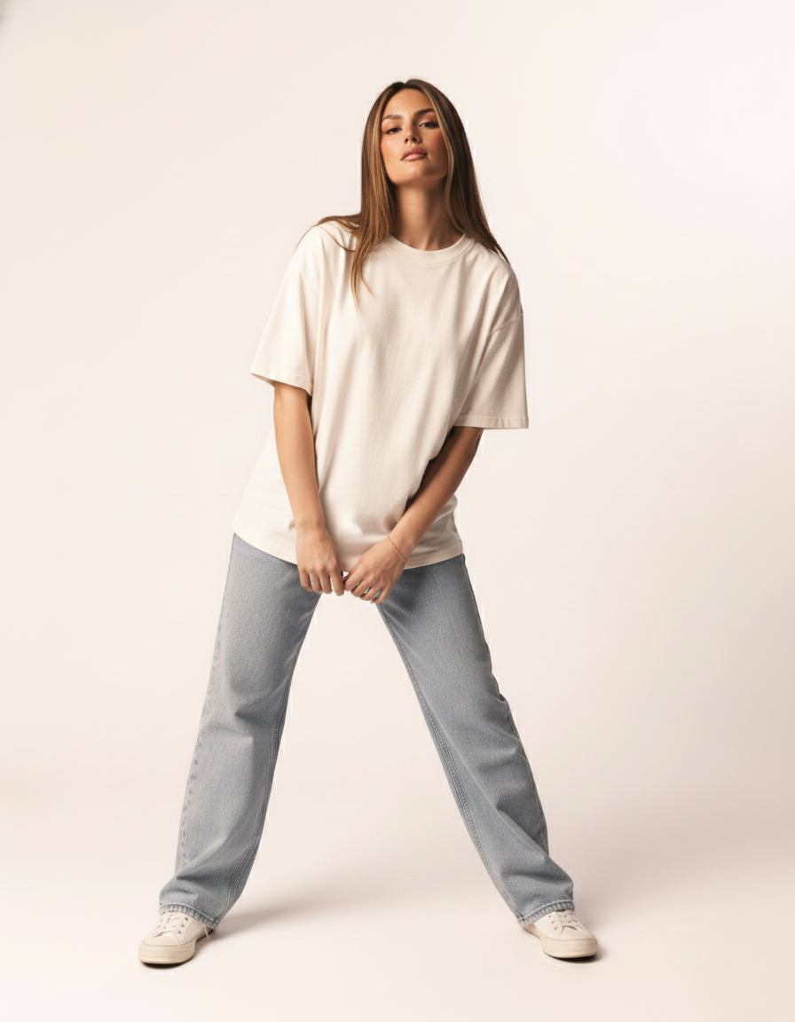 SOLID OFF-WHITE OVERSIZED T-SHIRT