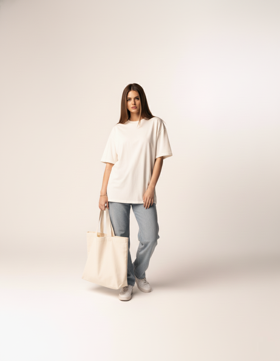 SOLID OFF-WHITE OVERSIZED T-SHIRT