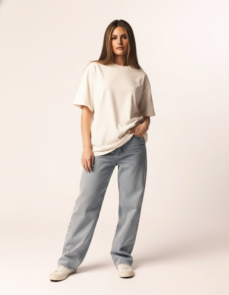 SOLID OFF-WHITE OVERSIZED T-SHIRT