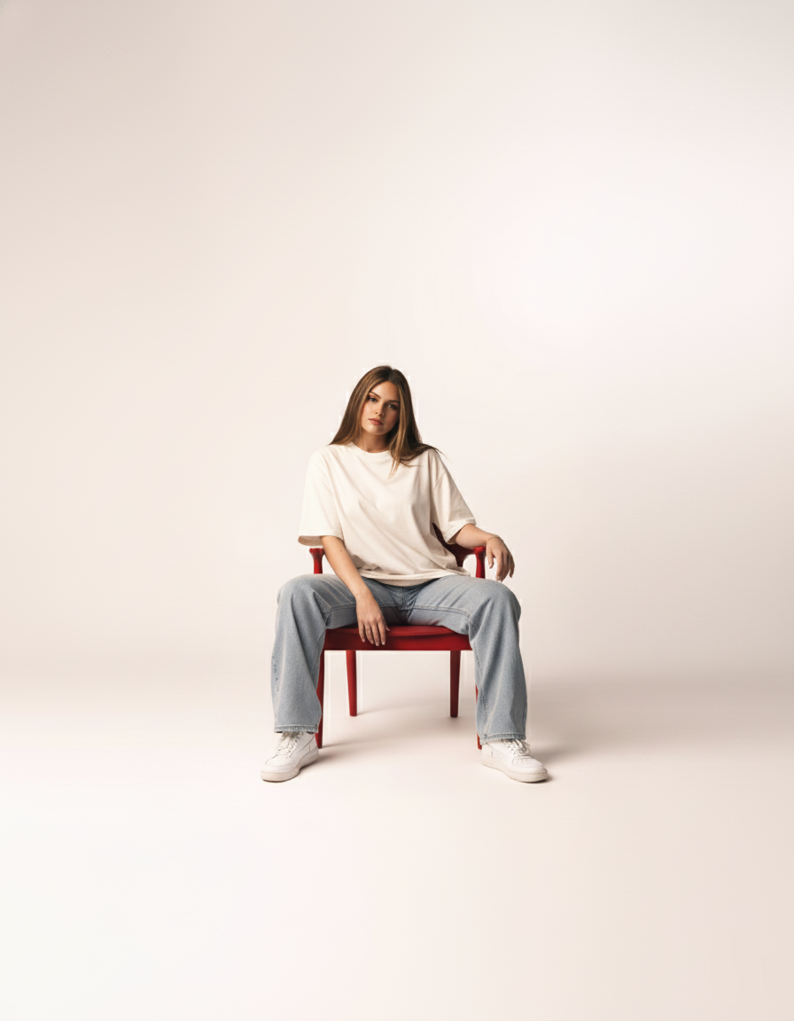 SOLID OFF-WHITE OVERSIZED T-SHIRT