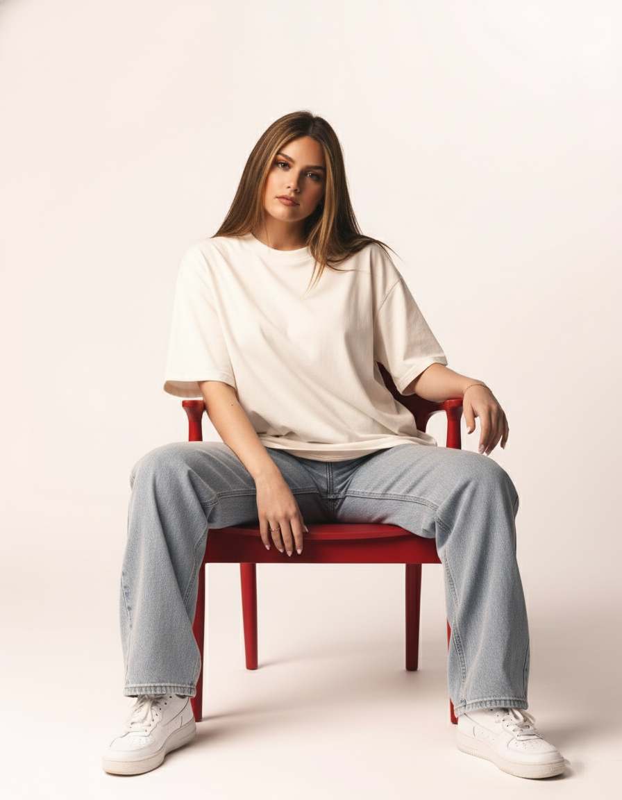 SOLID OFF-WHITE OVERSIZED T-SHIRT