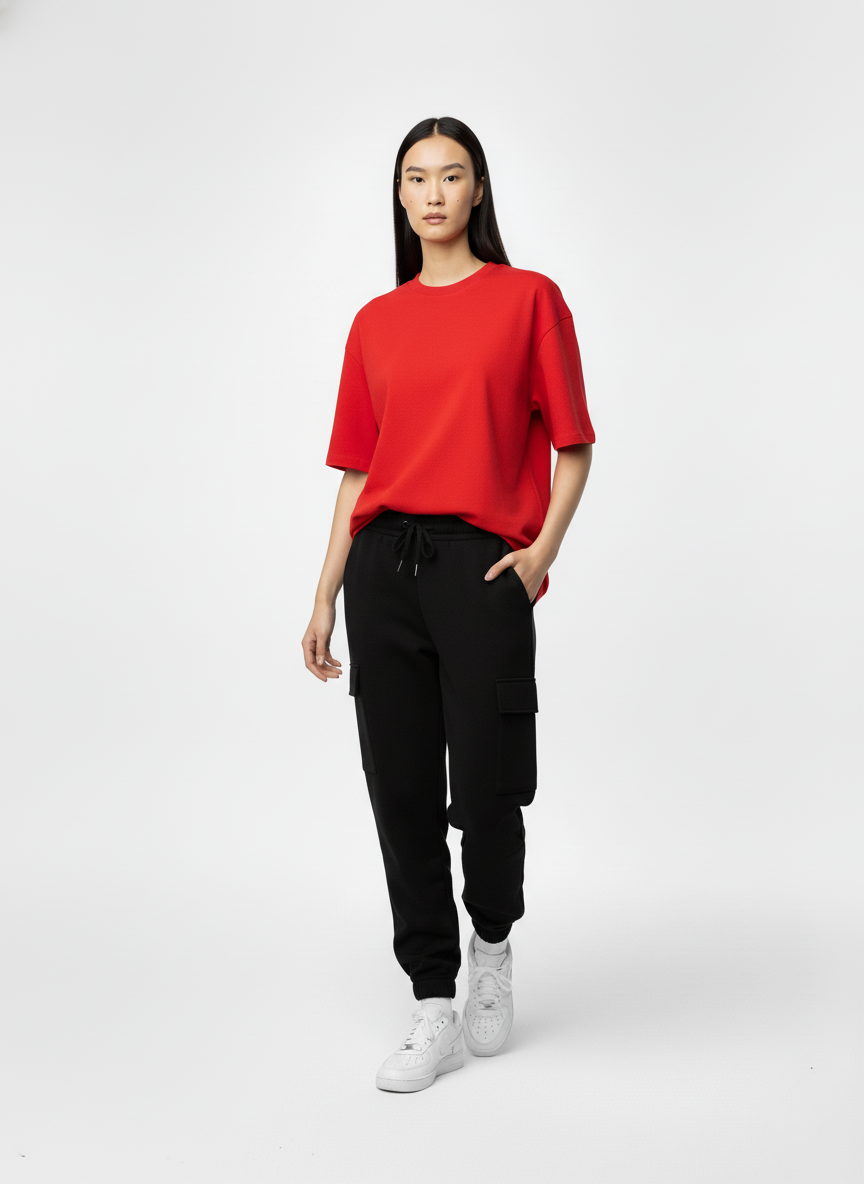 SOLID RED  OVERSIZED T-SHIRT