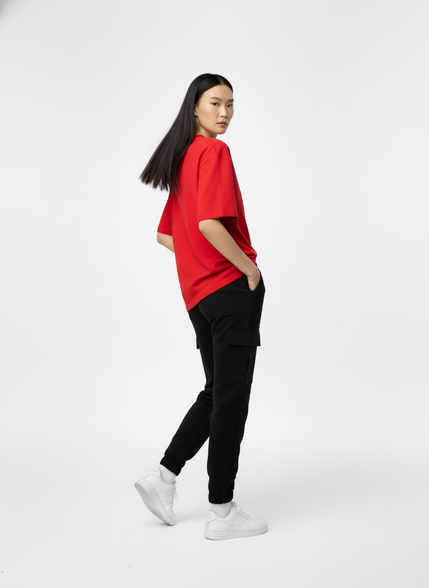 SOLID RED  OVERSIZED T-SHIRT