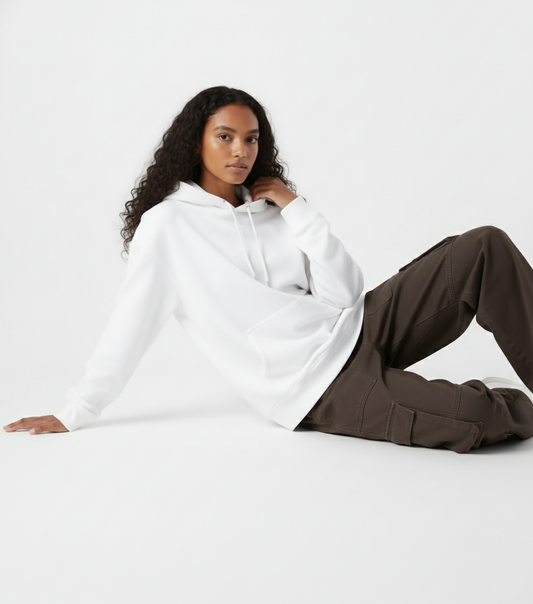 WHITE OVERSIZED HOODIE