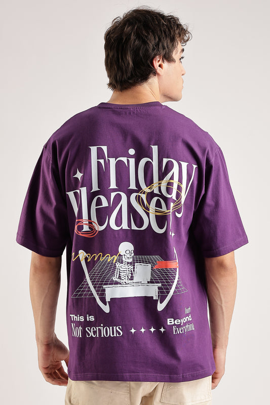 Friday Please Oversized T-Shirt (Purple)
