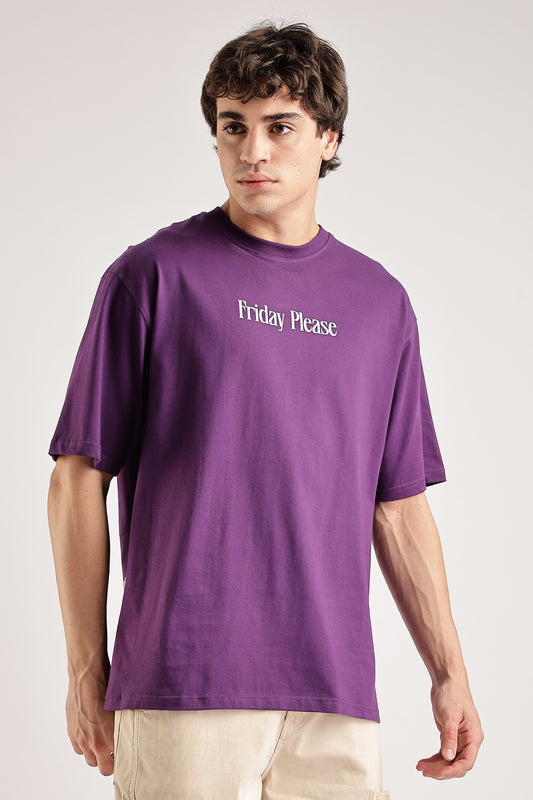 Friday Please Oversized T-Shirt (Purple)