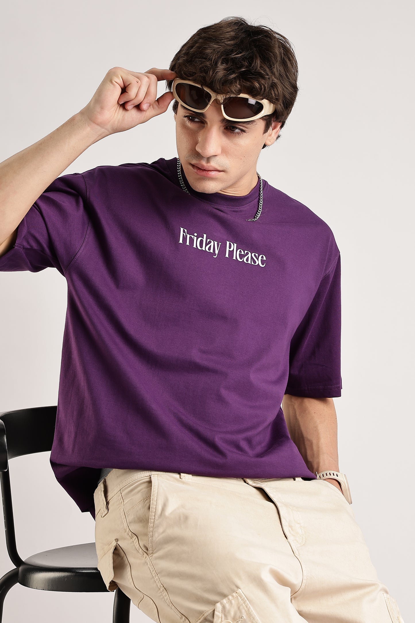 Friday Please Oversized T-Shirt (Purple)