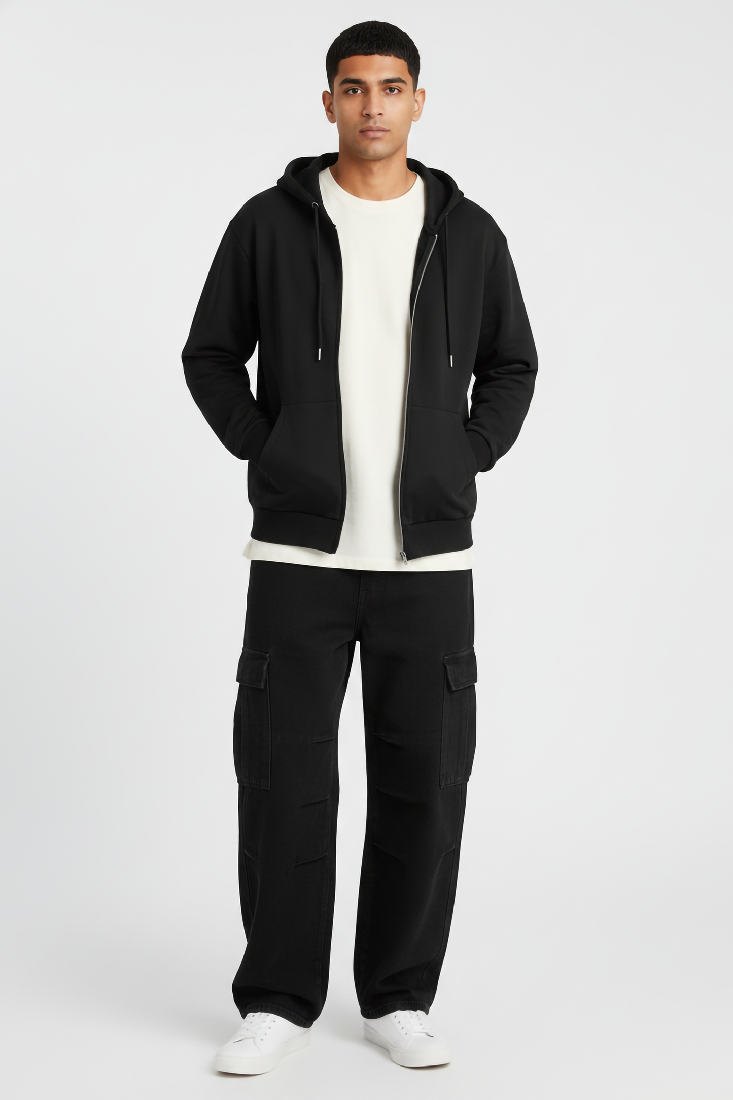 BLACK UNISEX ZIP HOODIE