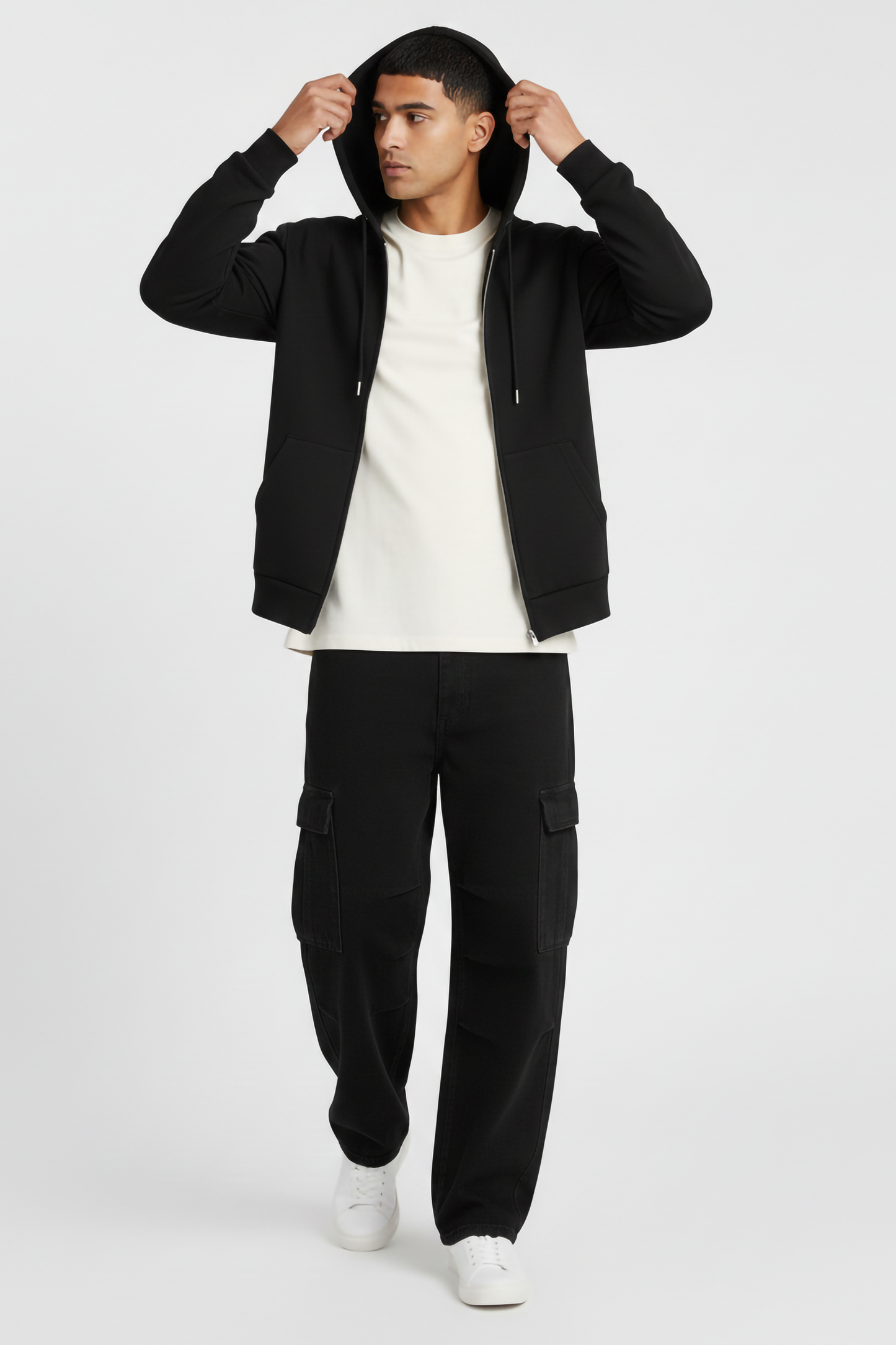 BLACK UNISEX ZIP HOODIE