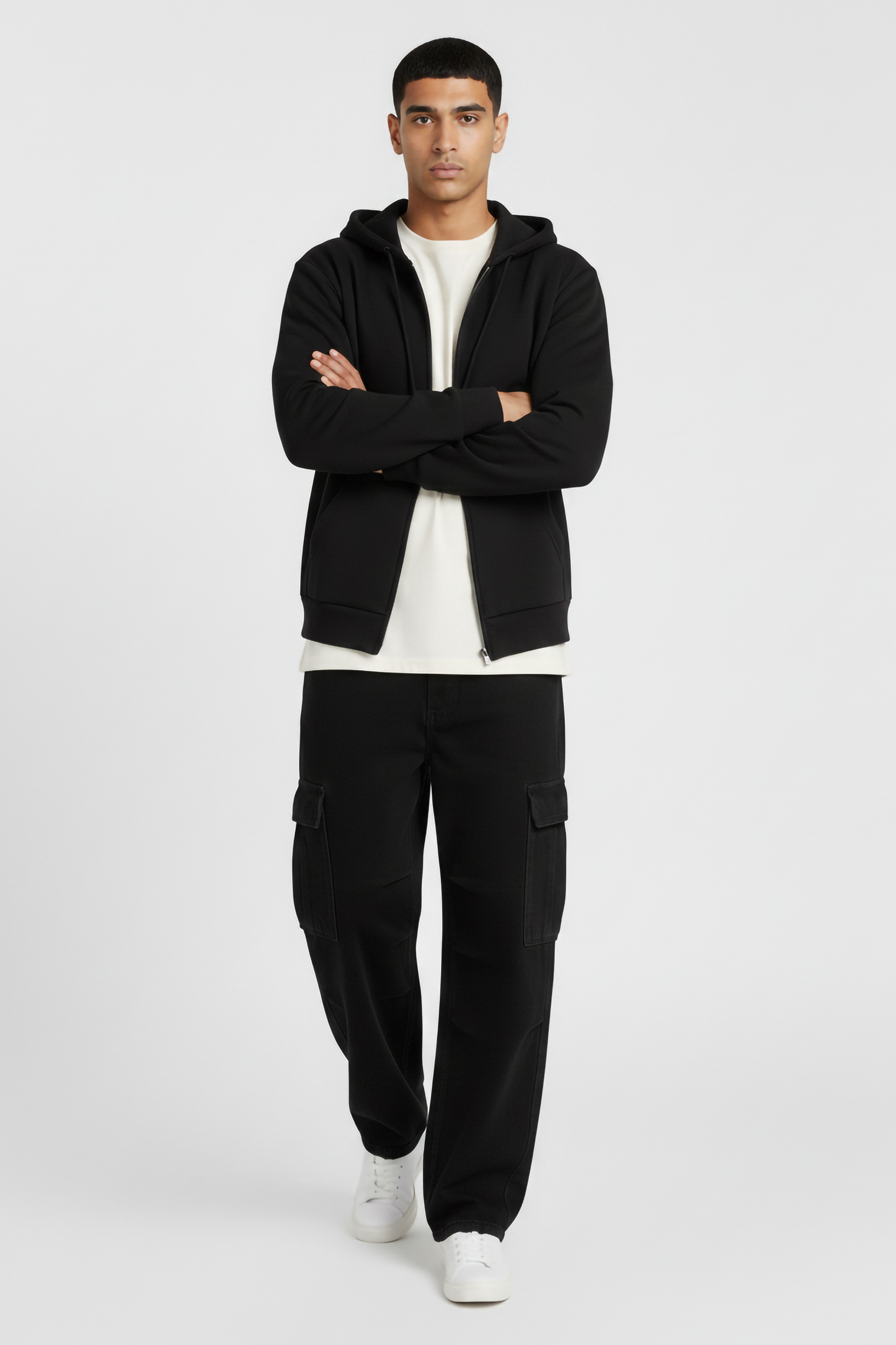 BLACK UNISEX ZIP HOODIE