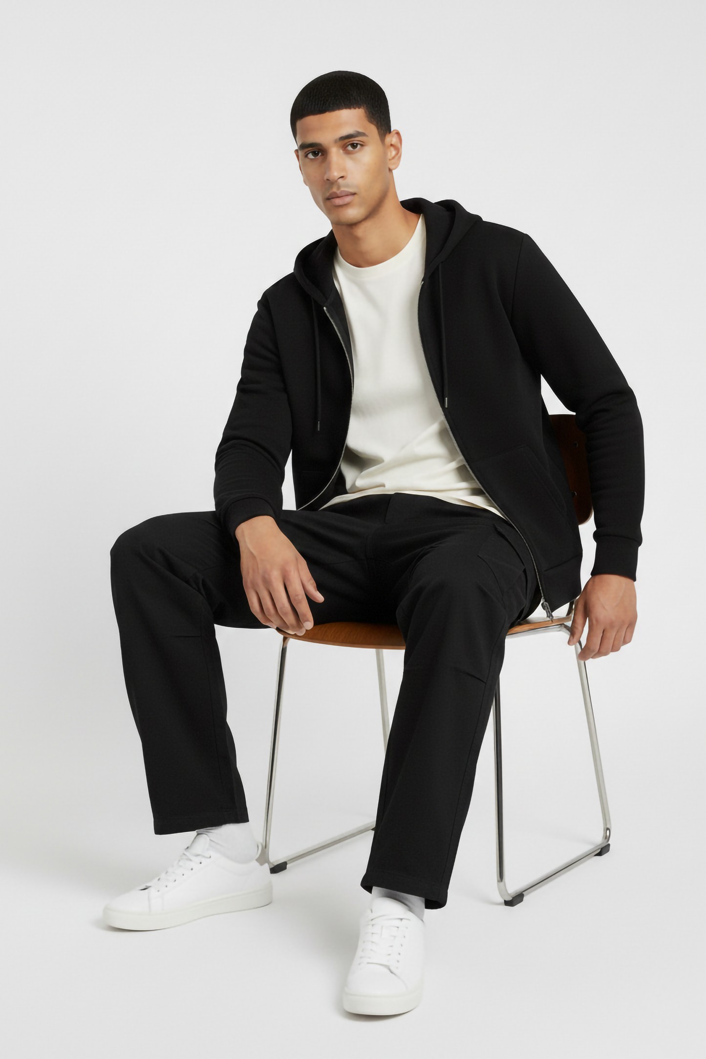 BLACK UNISEX ZIP HOODIE