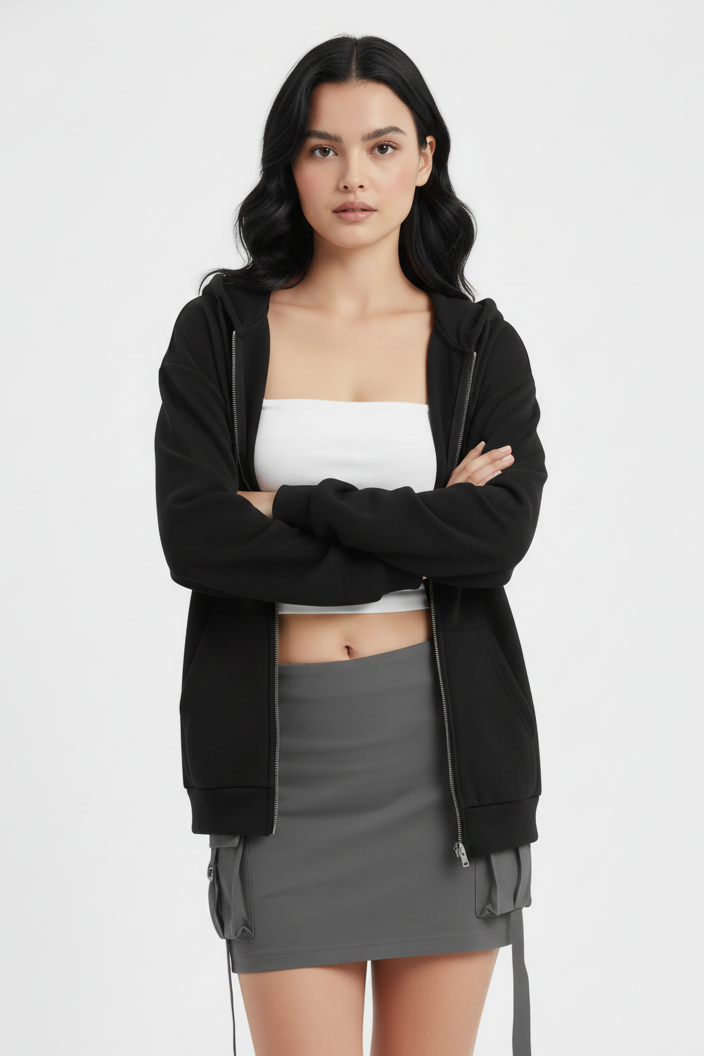 BLACK UNISEX ZIP HOODIE