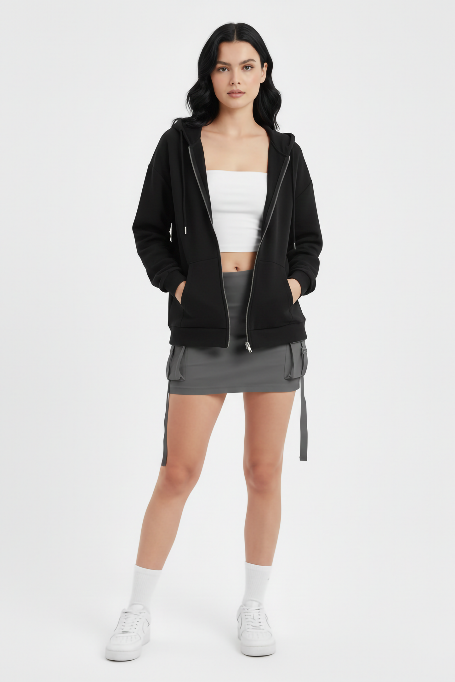 BLACK UNISEX ZIP HOODIE