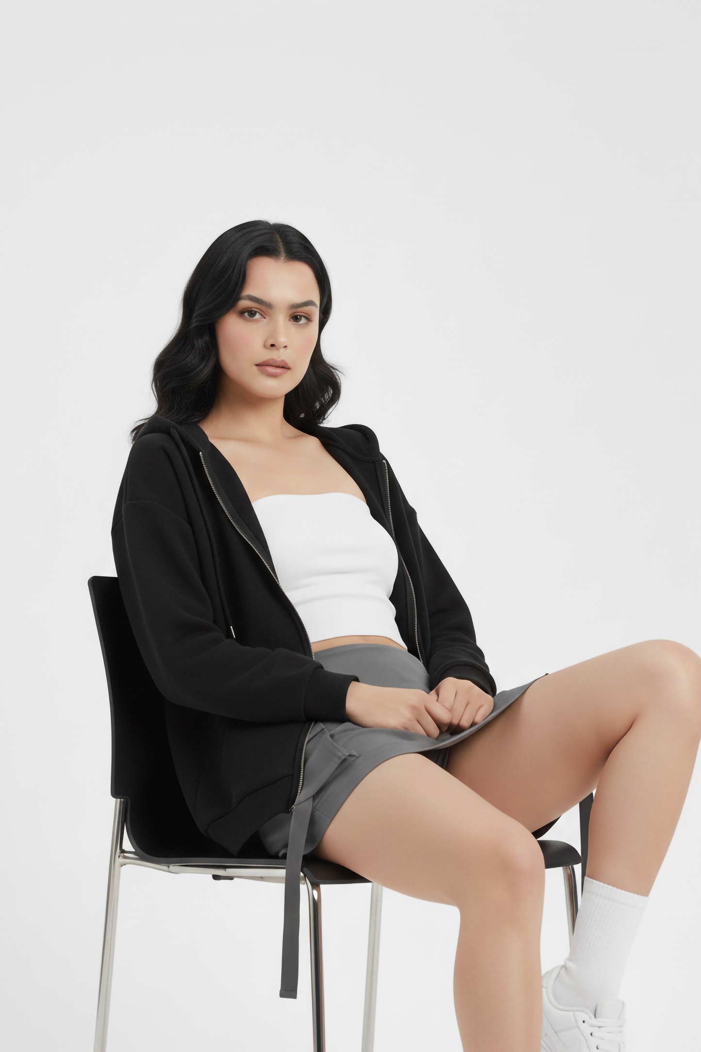 BLACK UNISEX ZIP HOODIE