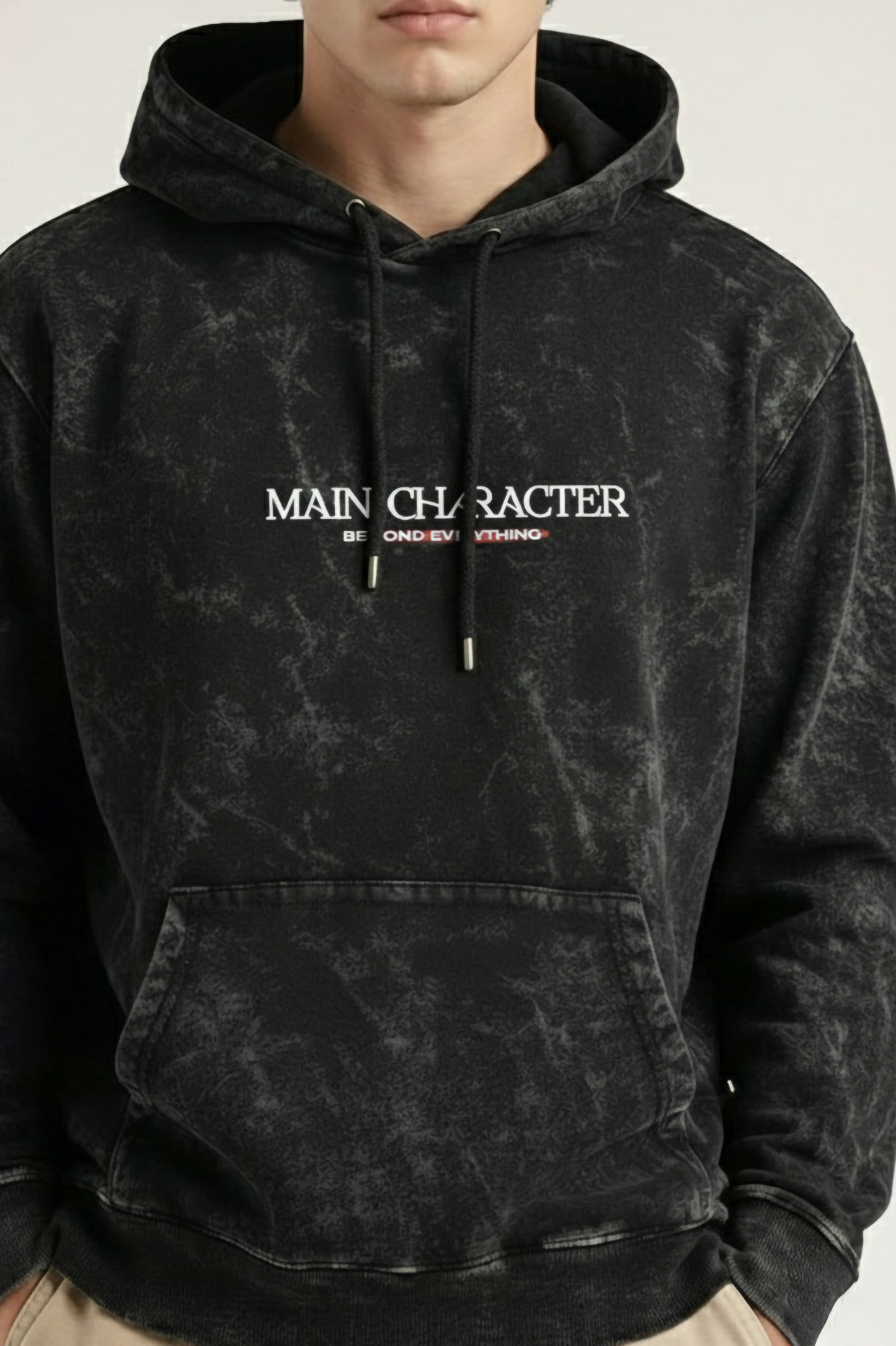 MAIN CHARACTER ACID WASHED HOODIE BLACK