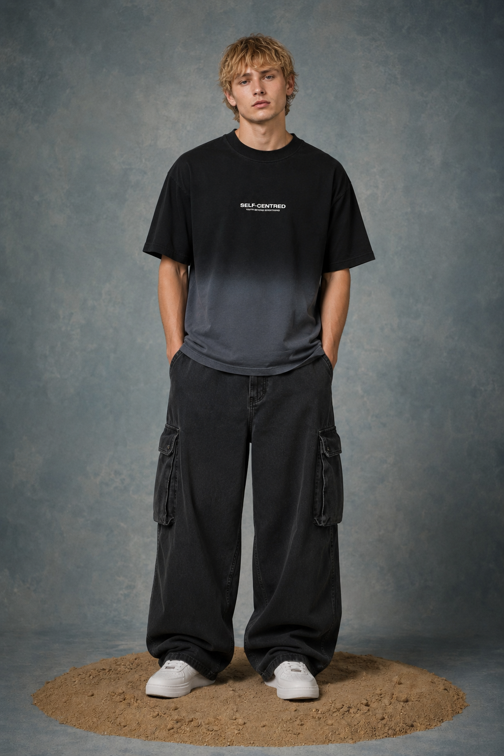 SELF-CENTRED OVERSIZED BOXY T-SHIRT OMBRE WASHED