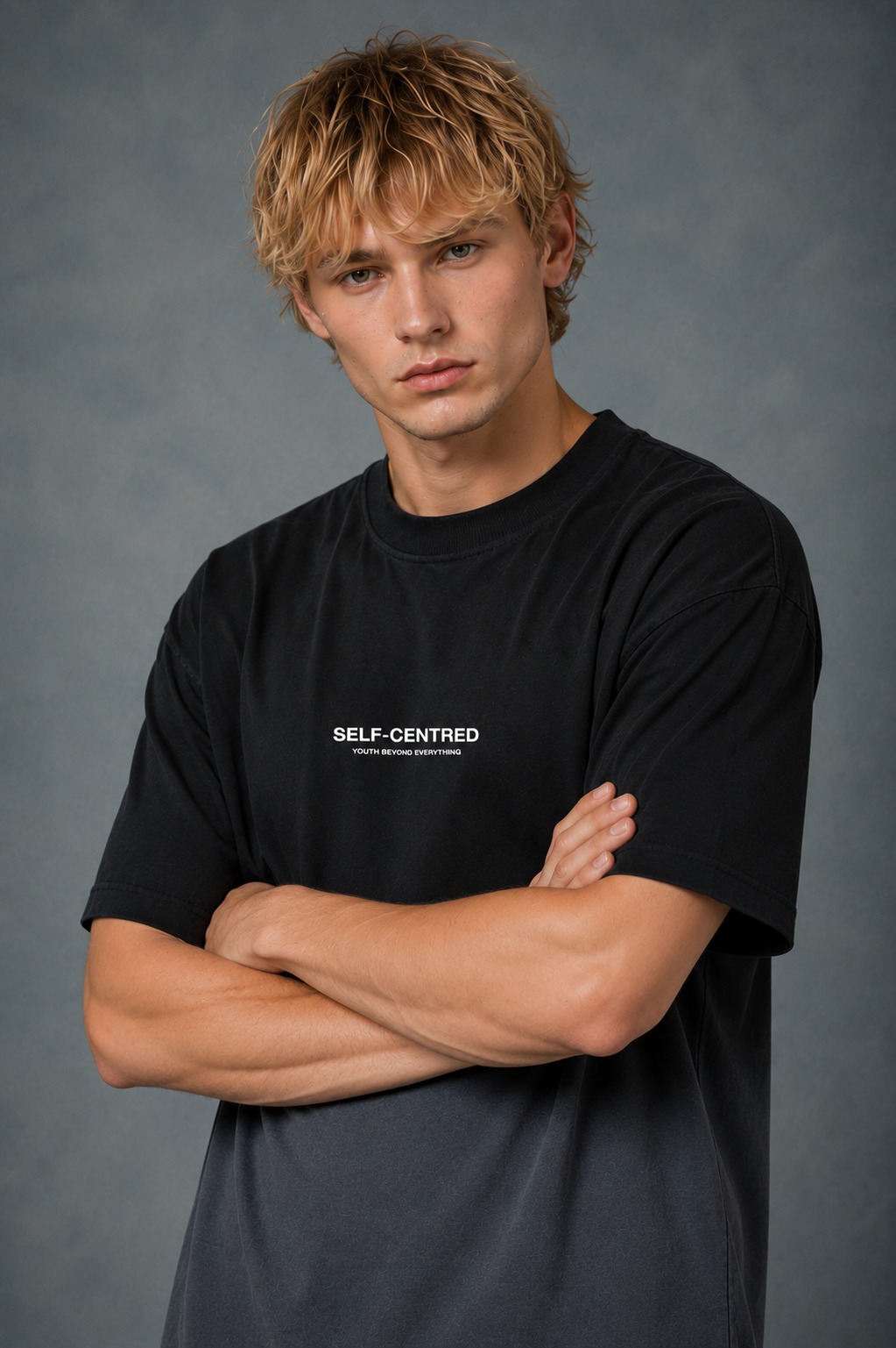 SELF-CENTRED OVERSIZED BOXY T-SHIRT OMBRE WASHED