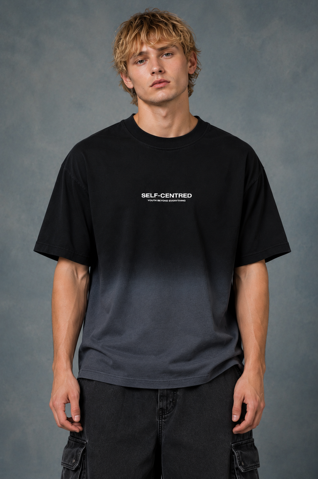 SELF-CENTRED OVERSIZED BOXY T-SHIRT OMBRE WASHED