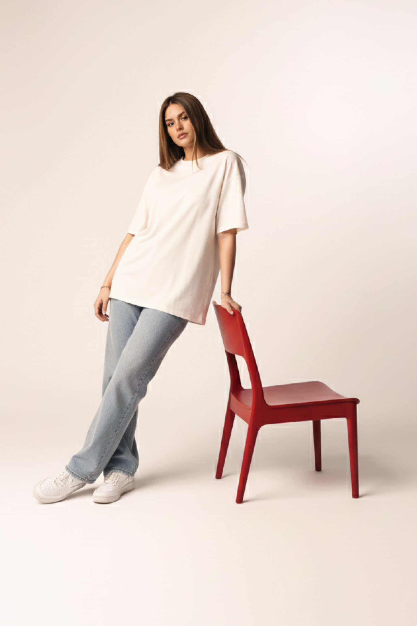 SOLID OFF-WHITE OVERSIZED T-SHIRT