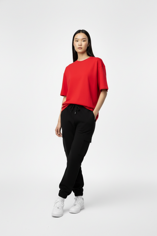 SOLID RED  OVERSIZED T-SHIRT